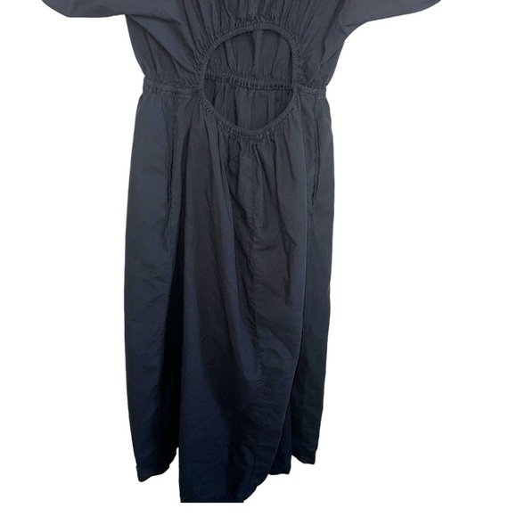 Stateside Black Summer Midi Dress Puff Sleeve Sz Large Coastal Beachy - Picture 4 of 13